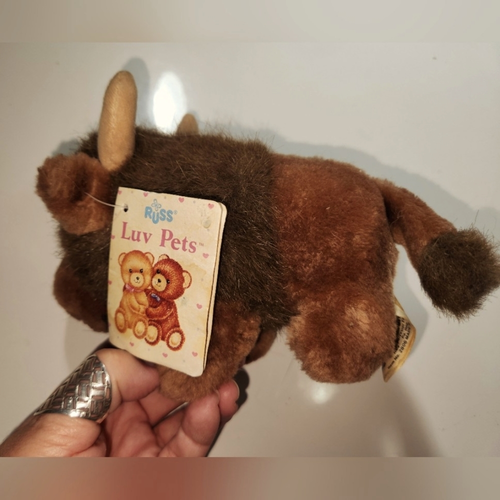 NWT Vintage Russ Berrie Luv Pets Cody Buffalo Beanbag Plush Stuffed Animal